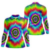 Maxcorners Rainbow Tie Dye Golf Shirt, Psychedelic Spiral Burst Pattern, Golf Shirt For Women LM1507