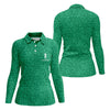 Maxcorners Shamrock Beer Lucky Four Leaf Clover St Patrick Day Golf Shirt, Women's Golf Shirts, Ladies Golf Polos