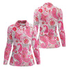 Maxcorners Pink Paisley Floral Pattern Golf Shirt, Golf Tops For Women, Hawaiian Golf Shirt, Women’s Golf Apparel LM1507