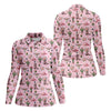 Maxcorners Pink Western Boots Roses Cactus Pattern Hawaiian Golf Shirt, Printed Golf Shirt, Women’s Golf Apparel LM1507
