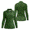 Maxcorners St Patrick's Day Beer Golf Ball Pattern Shamrock Golf Shirt, Women's Golf Tops, Ladies Golf Polos