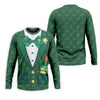Maxcorners St Patrick's Day Green Shamrock Suit Whiskey Golf Print Golf Shirt, Polo Shirts For Men, Golf Shirts For Men