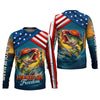 Maxcorners Hooked On Freedom Patriotic Fishing Shirt, Largemouth Bass Fishing SPF Shirt For Men, Men's Fishing Shirt