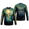 Maxcorners Jesus My Savior - Fishing My Therapy Shirt, Fishing UPF Shirts, Funny Fishing Shirt