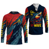 Maxcorners Catch The Wave Shark Fishing SPF Shirt, Mens Fishing Shirts Long Sleeve, Gift For Fisherman