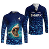 Maxcorners Shark Fishing Team Shirt, Blue Camo Fishing UPF Shirts, Fishing Gifts For Men, Fishing Shirt With Hood
