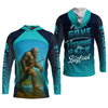 Maxcorners Gone Fishing Be Back Bigfoot Blue Fishing Shirt, SPF Shirt For Men, Gift For Fisherman, Men's Fishing Shirt