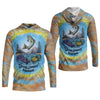 Maxcorners Tie Dyed Pattern Fishing UPF Shirts, Fishing Gifts For Men, Men's Fishing Shirt, Fishing Shirts For Men