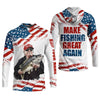 Maxcorners Make Fishing Great Again Patriotic Fishing Shirt, Red White Blue Fishing UPF Shirts, Men's Fishing Shirt