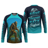 Maxcorners Gone Fishing Be Back Bigfoot Blue Fishing Shirt, SPF Shirt For Men, Gift For Fisherman, Men's Fishing Shirt