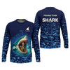Maxcorners Shark Fishing Team Shirt, Blue Camo Fishing UPF Shirts, Fishing Gifts For Men, Fishing Shirt With Hood