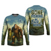 Maxcorners Gone Fishing Be Back Never Sasquatch Fishing SPF Shirt, Performance Fishing Shirts, Men's Fishing Shirt