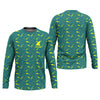 Maxcorners Green And Yellow Shark Pattern Performance Fishing Shirts, SPF Shirt For Men, Fishing Gifts For Men