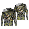 Maxcorners Wishin I Was Fishin Camo Fishing Shirt, Bass Fishing Shirt, SPF Shirt For Men, Presents For Fishermen