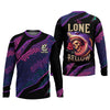 Maxcorners The Lone Below Shark And Skull Purple Fishing Shirt, SPF Shirt For Men, Men's Fishing Shirt