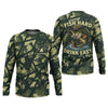 Maxcorners Fish Hard Drink Easy Green Camo Funny Fishing Shirt, SPF Shirt For Men, Largemouth Bass Fishing Shirts For Men