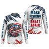 Maxcorners Make Fishing Great Again Patriotic Fishing Shirt, Red White Blue SPF Shirt For Men, Fishing Shirts For Men
