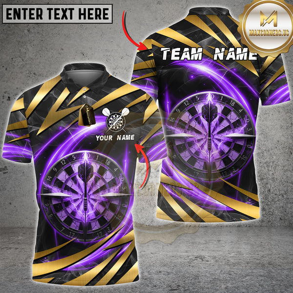 Maxcorners Dart Jersey Golden Cosmic Energy Neon Swirl Design Multioptions Personalized Name, Team Name Unisex 3D Shirt (4 colors)