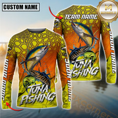 Maxcorners Tuna Fishing Blue Wave Dynamic Skinfish Pattern Sport Jersey Personalized Name, Team Name 3D All Over Printed Clothes