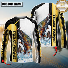 Maxcorners Trout Fishing Golden Premium Dynamic Strike Sport Jersey Personalized Name, Team Name Long Sleeve Shirt