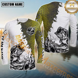 Maxcorners Bass Fishing Golden Text With Skinfish Pattern Jersey Personalized Name, Team Name Long Sleeve Shirt
