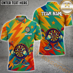 Maxcorners Custom Funny Darts Shirt Star Colorful Dartboard Customized Name, Team Name 3D Shirts