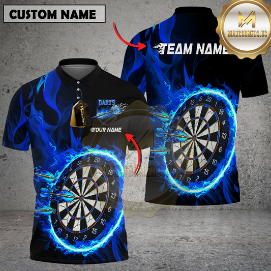Maxcorners Flaming Dartboard & Fire Arrows Multicolor Options Personalized Name, Team Name 3D Shirt (4 Colors)