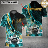 Maxcorners Bowling Lightning Strike Fire Multicolor Options Personalized Name, Team Name 3D Shirt (4 Colors)