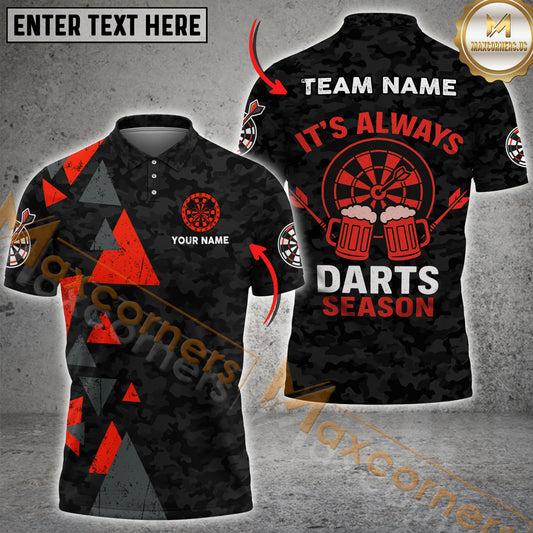 Maxcorners Dart Beer Time Camo Style Multicolor Options Personalized Name, Team Name 3D Shirt (4 Colors)