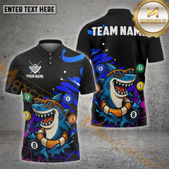 Maxcorners Billiards Cartoon Shark Style Personalized Name, Team Name 3D Shirts