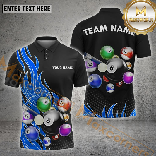 Maxcorners Billiards Colorful Number Balls Multicolor Options Personalized Name, Team Name 3D Shirt (4 Colors)