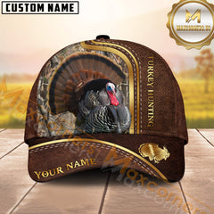 Maxcorners Golden Line Pattern Hunting Personalized Name 3D Cap (Multioption)