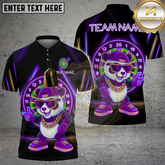 Maxcorners Dart Shirt Neon Panda Style with Urban Vibe Multicolor Options Personalized Name, Team Name 3D Shirt (4 Colors)
