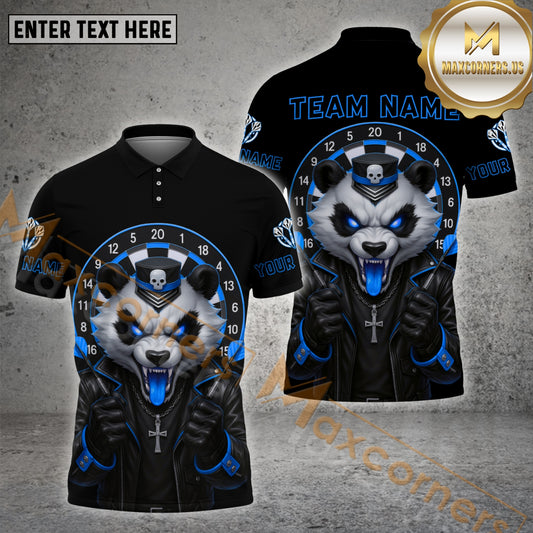 Maxcorners Darts Shirt – Gothic Panda with Skull Hat Style, Multicolor Options Personalized Name, Team Name 3D Shirt (4 Colors)