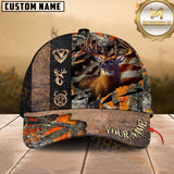 Maxcorners Deer Hunting American Flag Camo Leather Multicolor Options Personalized Name 3D Cap