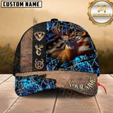 Maxcorners Deer Hunting American Flag Camo Leather Multicolor Options Personalized Name 3D Cap