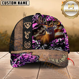 Maxcorners Deer Hunting American Flag Camo Leather Multicolor Options Personalized Name 3D Cap