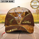 Maxcorners Hunting Brown Leather Style Multicolor Options Personalized Name 3D Cap