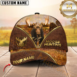 Maxcorners Hunting Brown Leather Style Multicolor Options Personalized Name 3D Cap