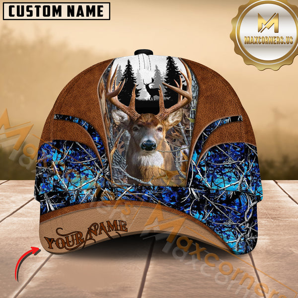 Maxcorners Buck Deer Antler Woodland Camo Multicolor Options Personalized Name 3D Cap