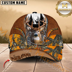 Maxcorners Buck Deer Antler Woodland Camo Multicolor Options Personalized Name 3D Cap