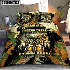 Maxcorners Deer Hunting Bedding Set Beer Antlers Camo Style Bedding Set 3D All Over Printed