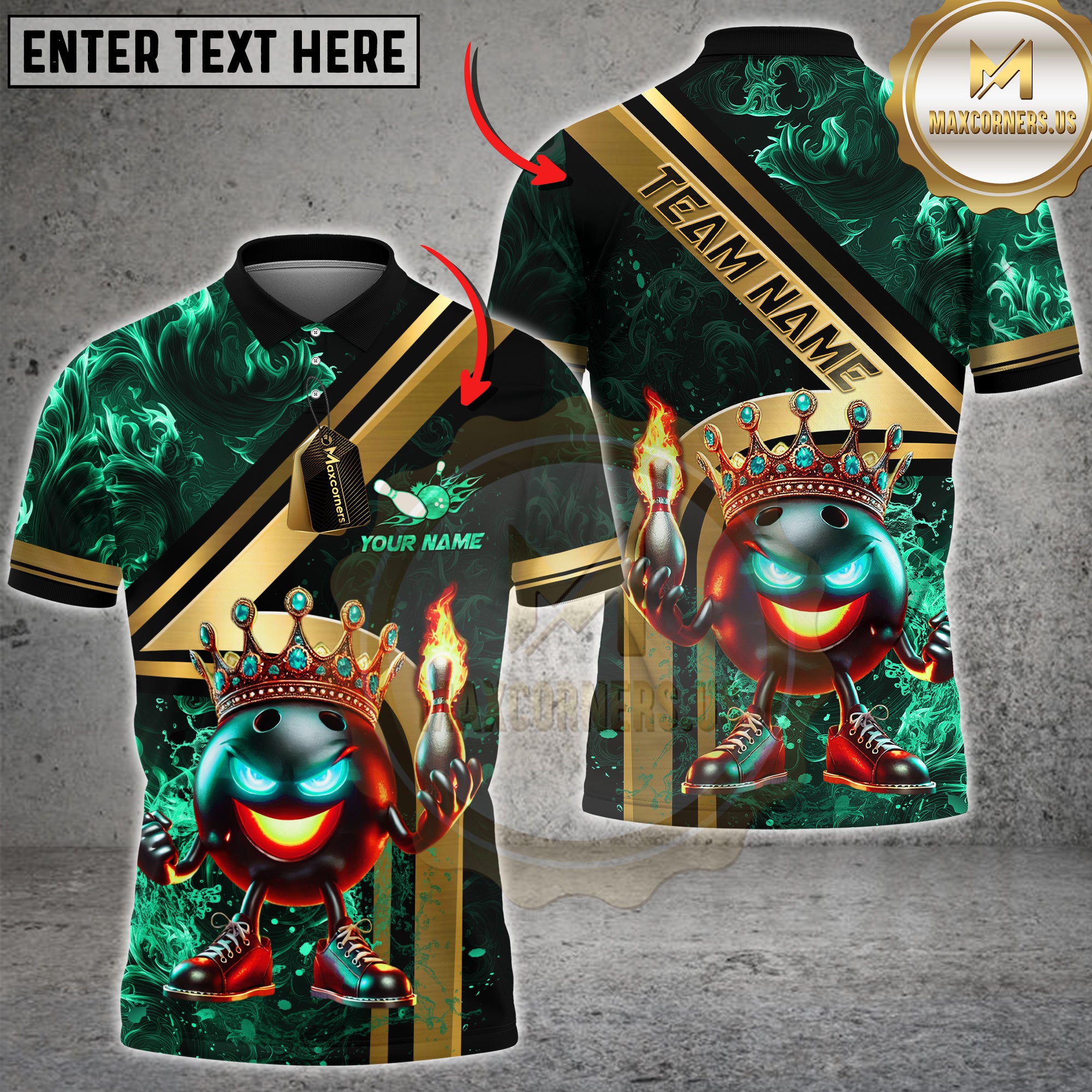 Maxcorners Bowling King Jersey – Custom Name & Team, Cool Graffiti Bowling 3D Shirt