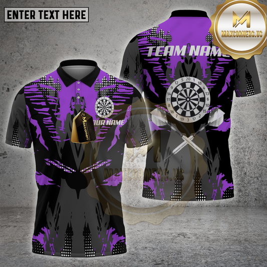 Dart target shirt with crossed darts graphic – customizable name and team 3D shirt with multicolor choices