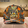 Maxcorners Hunting Hat – Camo Beer & Deer Design with USA Flag, Multicolor Options Personalized Name Custom Cap