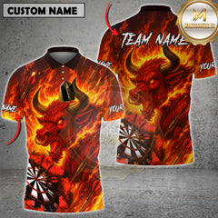 Maxcorners Darts Shirt Bull Fire Flames Multicolor Options Personalized Name, Team Name 3D Shirt (4 Colors)