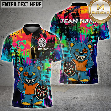 Maxcorners Bear Graffiti Dartboard Crazy Design Personalized Name, Team Name 3D Shirt