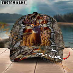 Maxcorners Deer Hunting American Flag Camo Multicolor Options Personalized Name 3D Cap