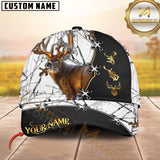 Maxcorners Deer Hunting Antler Camo Leather Stitch Multicolor Options Personalized Name 3D Cap