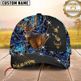 Maxcorners Deer Hunting Antler Camo Leather Stitch Multicolor Options Personalized Name 3D Cap